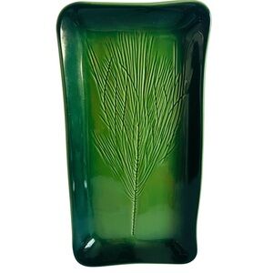 Kay Wayne Signed Studio Art Pottery Pine Needle Branch Serving Platter